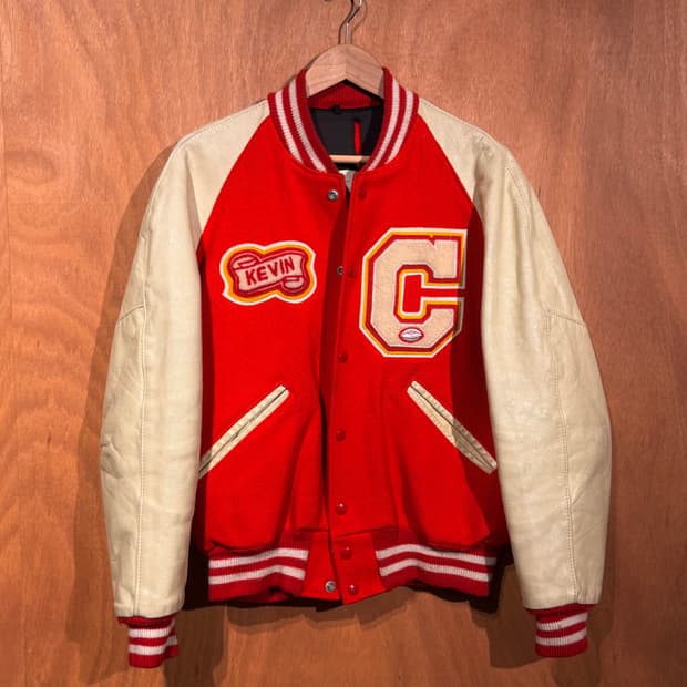 USA 90s 빈티지 레더 바시티 자켓 L