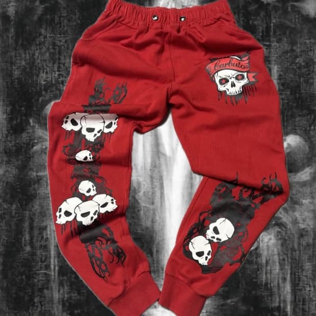 펑크 해골 레터링 조거팬츠