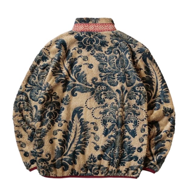 캐피탈 다마스크 패턴 플리스 집 블루존 베이지 1 사이즈