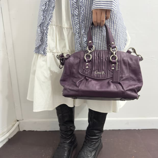 coach purple leather bag