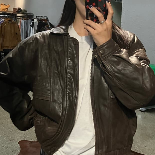 빈티지 레더 봄버자켓