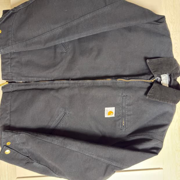 칼하트 WIP 오가닉 디어본 캔버스 OG 디트로이트 자켓 블랙 에이지드 