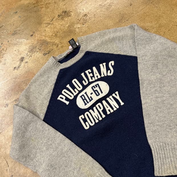 폴로 진스 그레이 네이비 니트