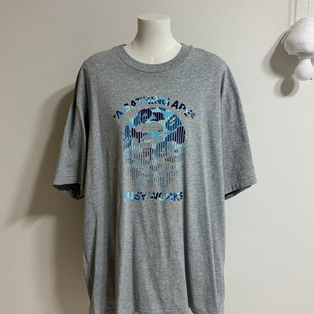 베이프 ABC 카모 페이드 에이프 헤드 릴렉스드 핏 티셔츠 그레이