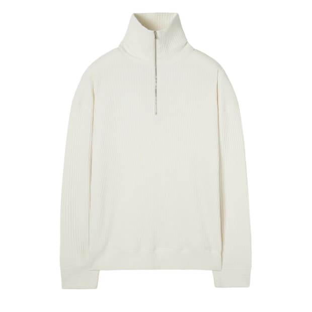 (새상품) 인사일런스 하프 집업 니트 크림 L