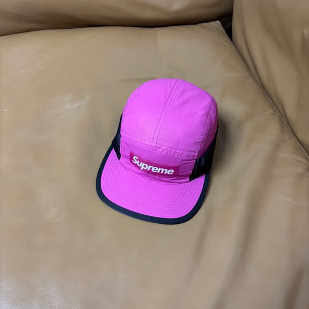 슈프림 캠프캡 모자 박스로고 마젠타 핑크