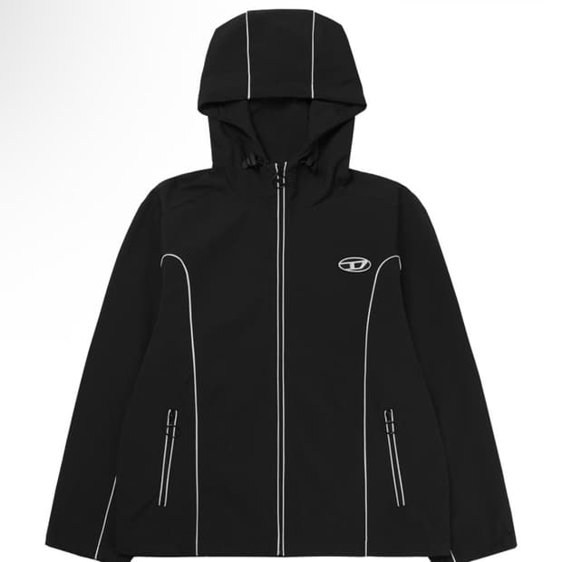 디젤 J-하이브스 콘트라스트 파이핑 윈드브레이커 블랙