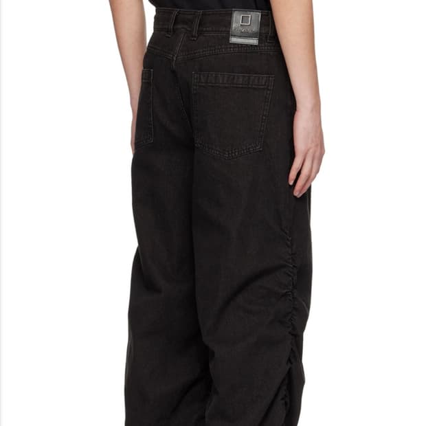 우영미 셔링 데님 와이드 팬츠 흑청 24SS