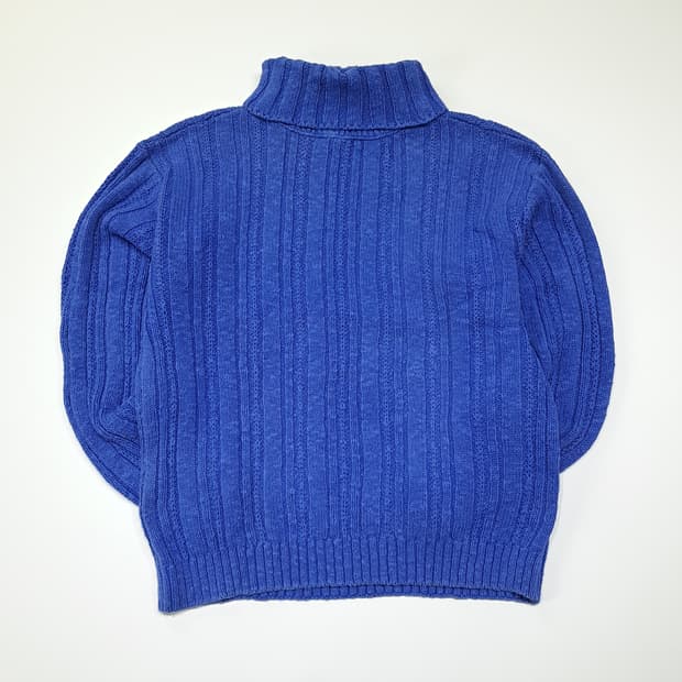 CL108 S 엘엘빈 코랄 블루 버티컬 립 터틀넥 니트