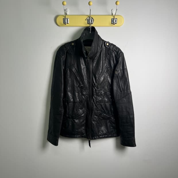 Avirex 아비렉스 멀티 포켓 블랙 양가죽 자켓 L