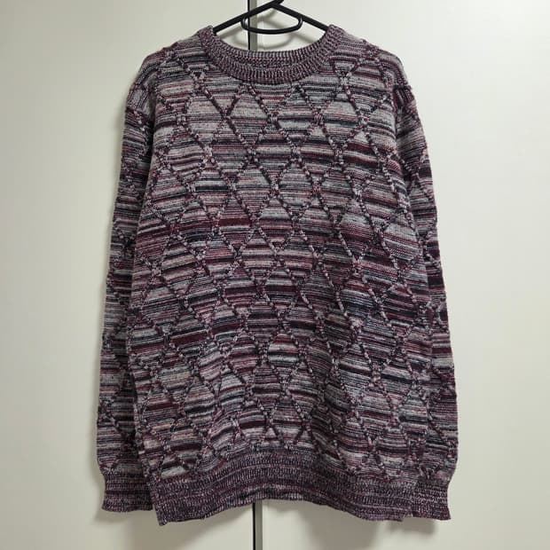 일본 빈티지 스퀘어패턴 니트 스웨터 L(100)