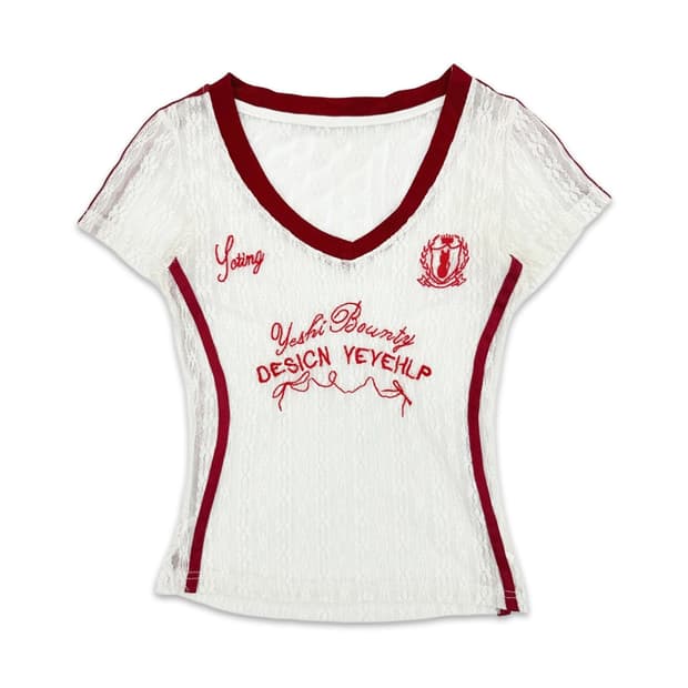 빈티지 레이스 시스루 레이어드 반팔티