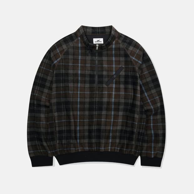썬러브 Plaid Player Fleece Pullover 다크브라운