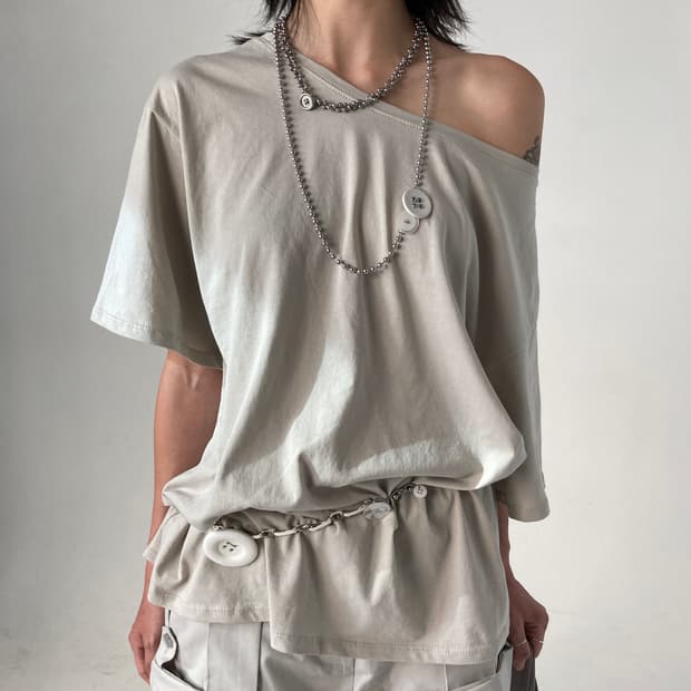 White button layered necklace
