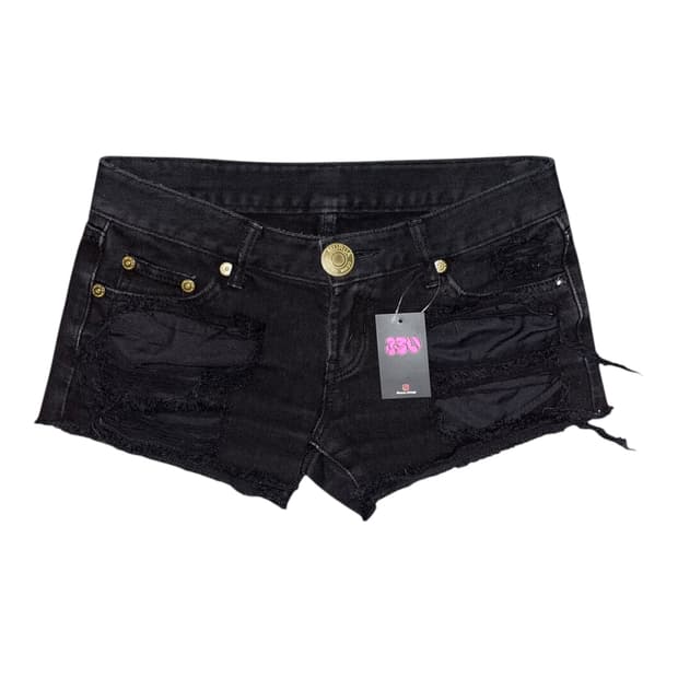 데미지포인트 검정데님숏팬츠 y2k갸루펑크