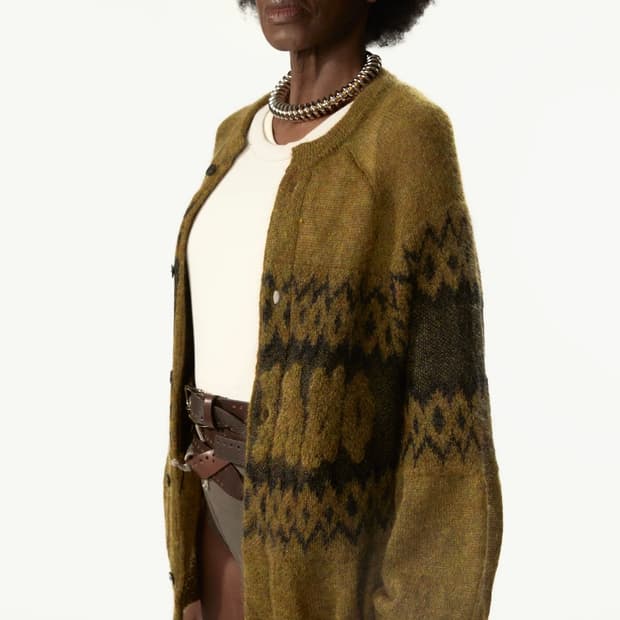 [L]마리아노 25fw 크리스마스 모헤어 가디건/옐로우