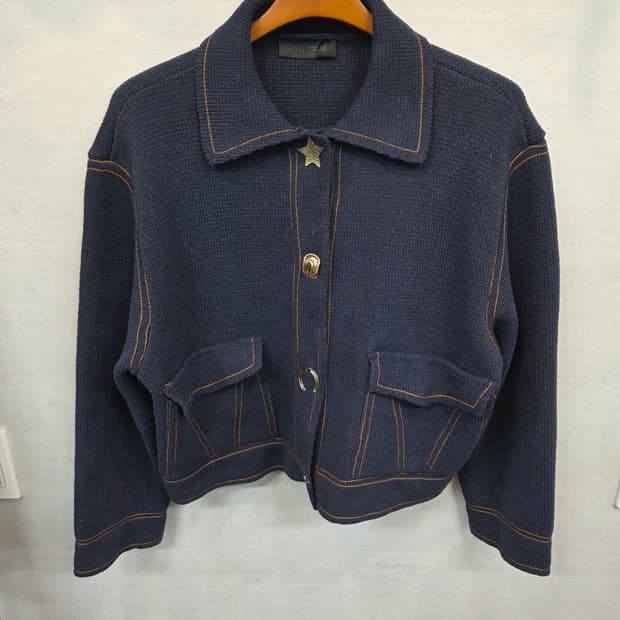 자라 여성 웨스턴 스냅버튼 스티치 니트 자켓 L