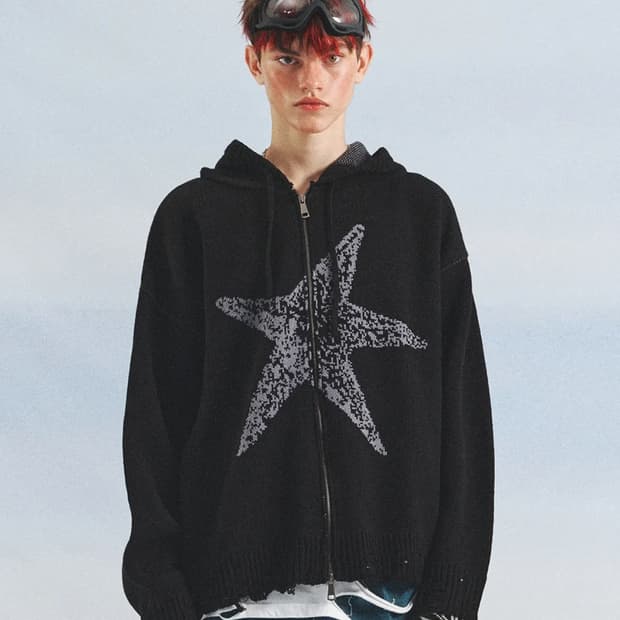 Starfish Hood Zip-up Sweater(BLACK)