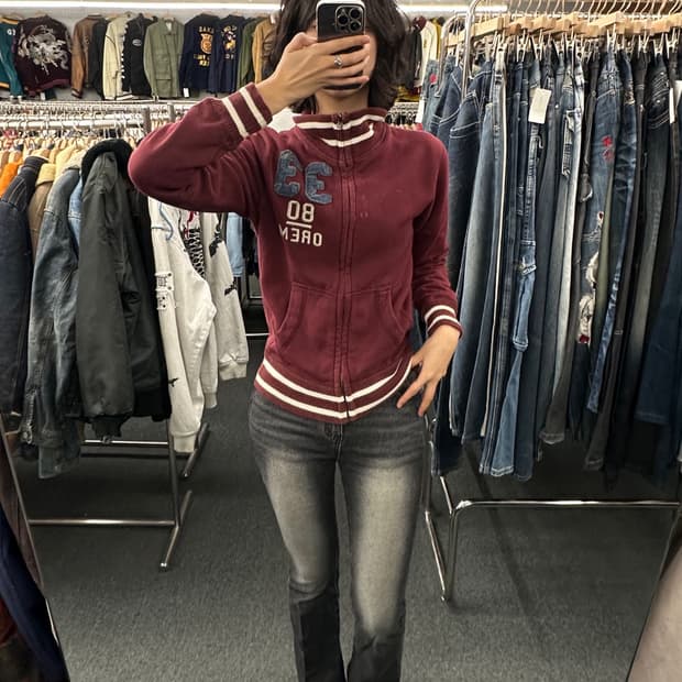 S)BACK NUMBER 빈티지 33패치 버건디 트랙탑 져지