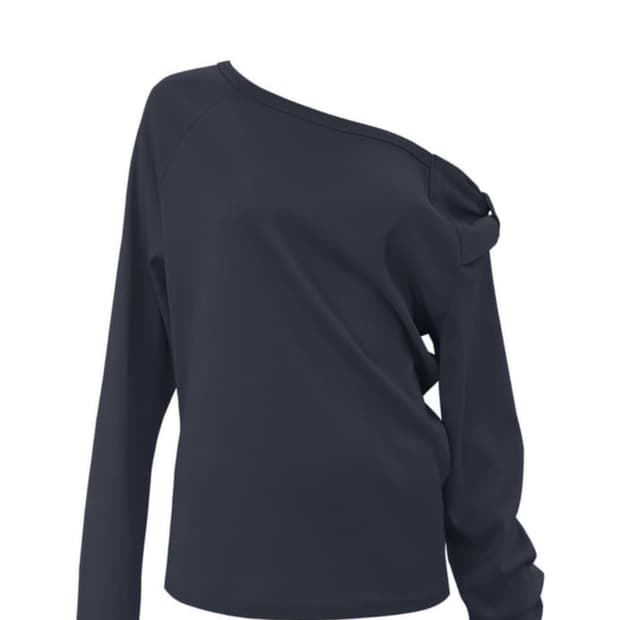 체메씨 보우 원숄더 롱슬리브 네이비