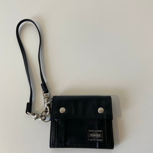 요시다포터 블랙 반지갑 + 스트랩