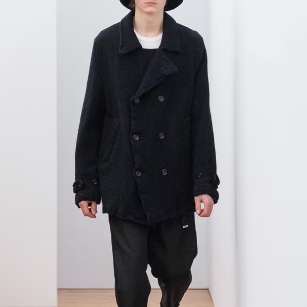 꼼데가르송 셔츠 축융 울 피코트 블랙