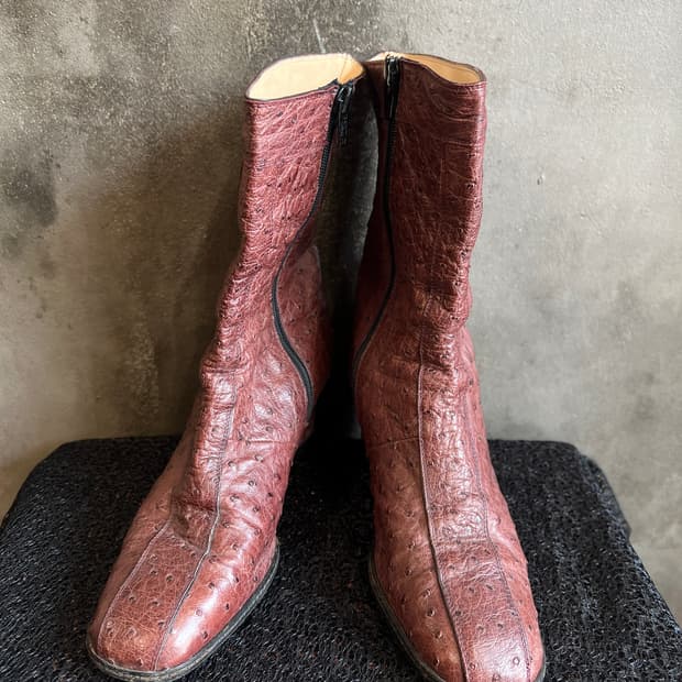 안젤로 코폴라 오스트리치 레더 앵클 부츠