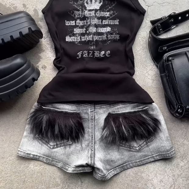 빈티지 제작 퍼반바지 대장 쇼츠 펑크 보헤미안서울 보헴서