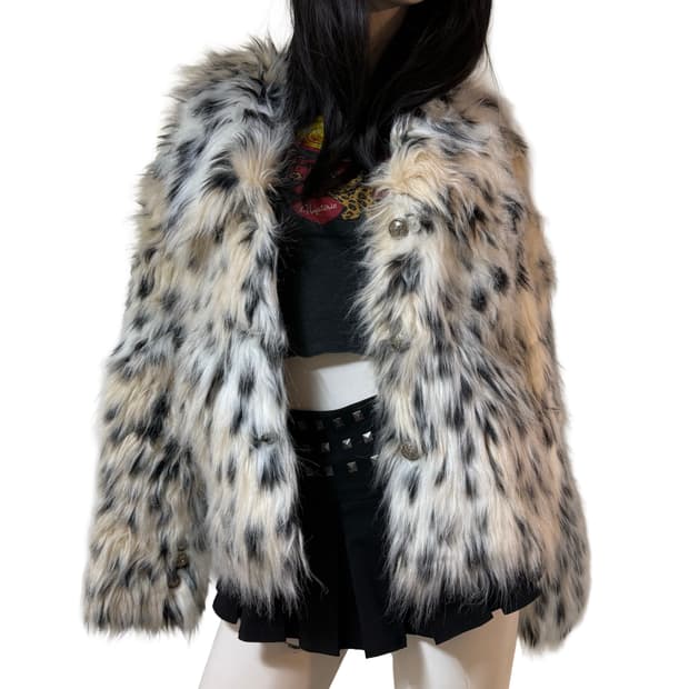 빈티지 레오파드 퍼 코트