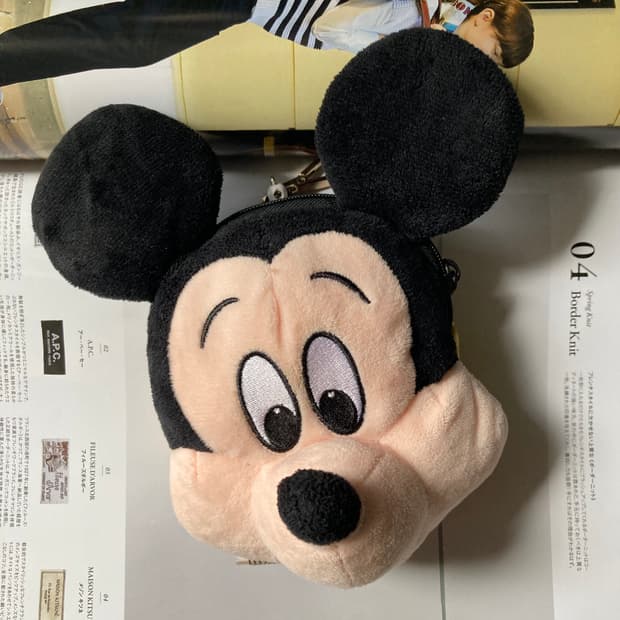 빈티지 disney 디즈니 미키 페이스 인형 교통카드 키링 케이스 파우치