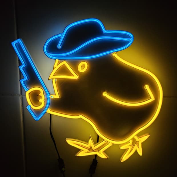 네온사인 병아리 카우보이 led 무드등 램프