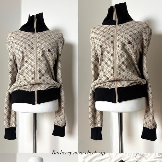 대대장 유일매물 버버리 블루라벨 딱붙핏 노바체크 집업 자켓 후드집업