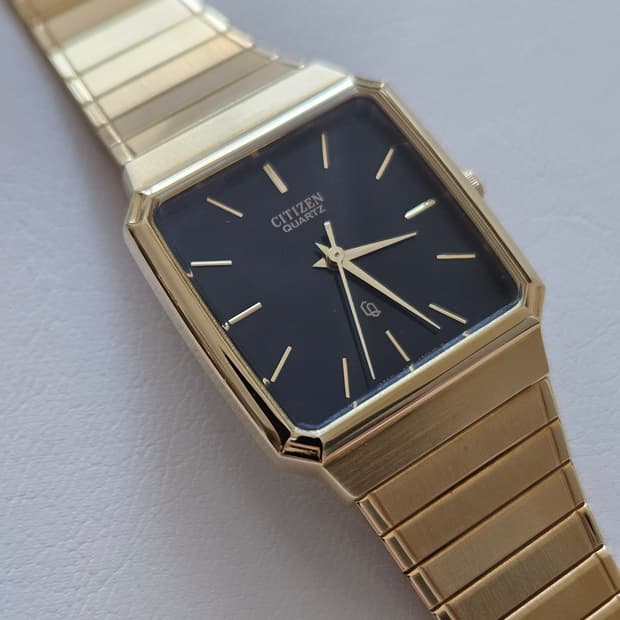 빈티지 시티즌 쿼츠 금장 사각 시계