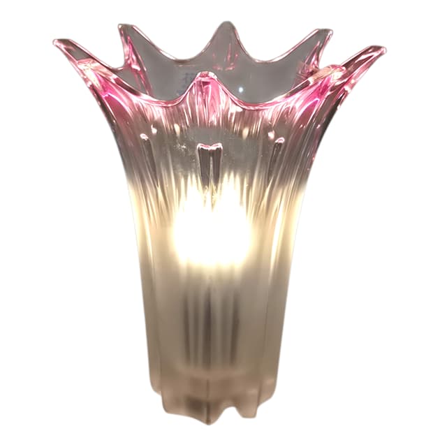 90s 호야 크리스탈 불투명 핑크 꽃병 램프