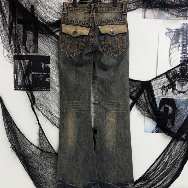 00s mood pocket detailed bootscut jeans