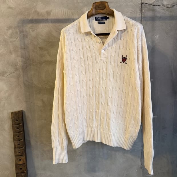 90s 폴로 랄프로렌 와펜 케이블 니트 105