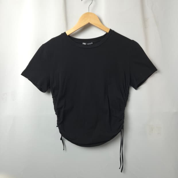 여S-M 자라 셔링 크롭 반팔 티셔츠