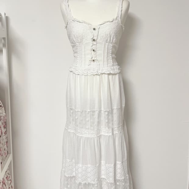 Liz lisa 리즈리사 일본 빈티지 레이스 도트 패치롱원피스