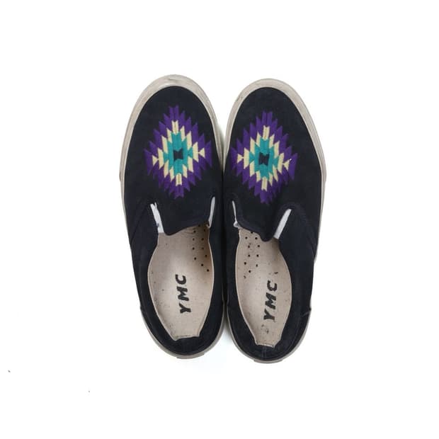 Ymc Ikat Patterned Suede Slip on