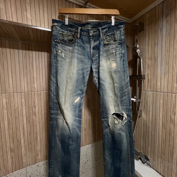 히스테릭글래머 스터드 찢청 팬츠