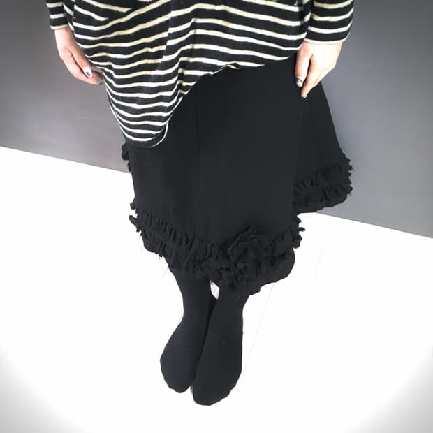 꼼데가르송 트리콧 흑 장미 스커트