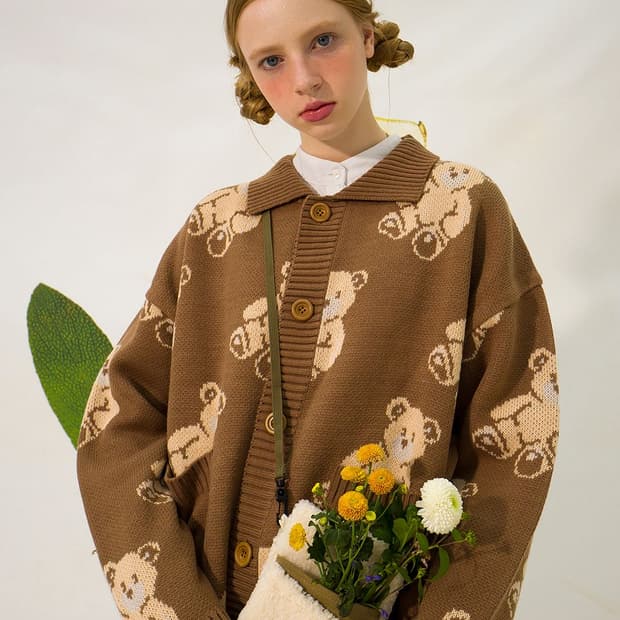 메인부스 테디베어 가디건