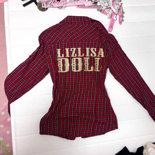 리즈리사돌 lizlisadoll 레드체크셔츠 빈티지오네갸루y2k펑크