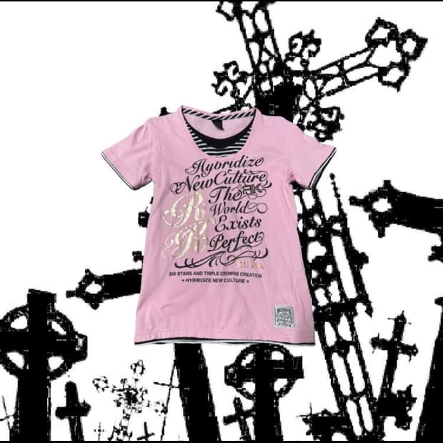 핑크 레이어드 반팔티