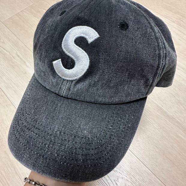 슈프림 S 로고 볼캡 블랙