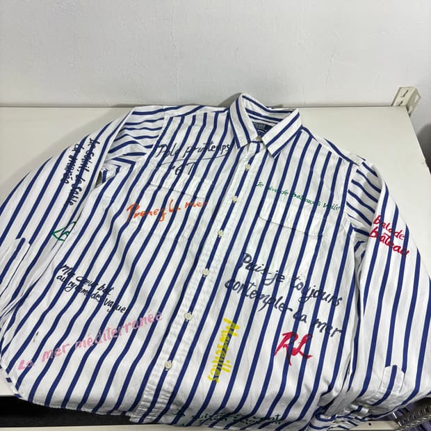 M 100 폴로 랄프로렌 스펠아웃 레터링 스트라이프 셔츠