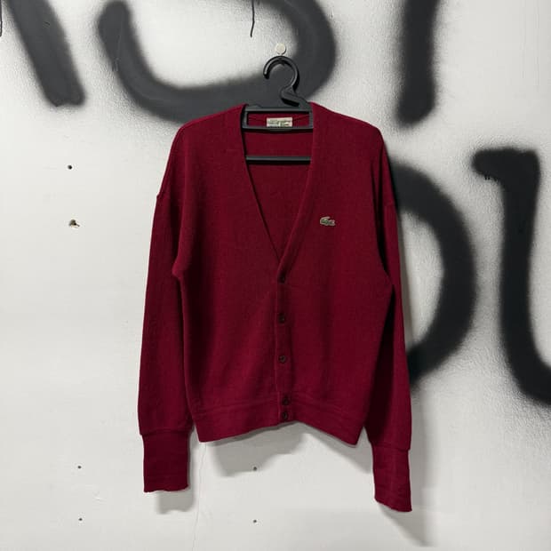 라코스테 서광 버진 울 100% 원포인트 가디건