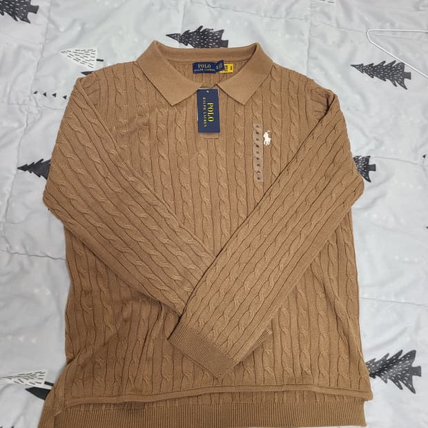 폴로 꽈배기 니트
