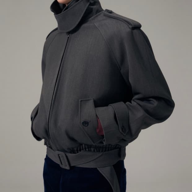 노이스 25fw 넥버클 울 블루종 그레이 L