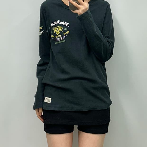 알파인더스트리 빅로고 와플 슬리브 니트